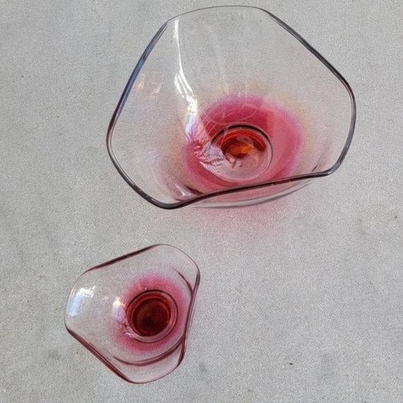 Anchor Hocking Dining Mid Century Modern Vintage Pink Chip And Dip